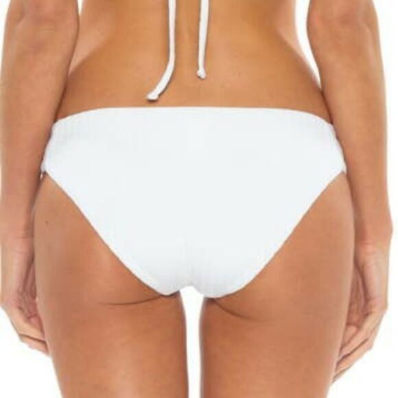 Becca loreto ribbed bikini bottom white low rise - Picture 2 of 6